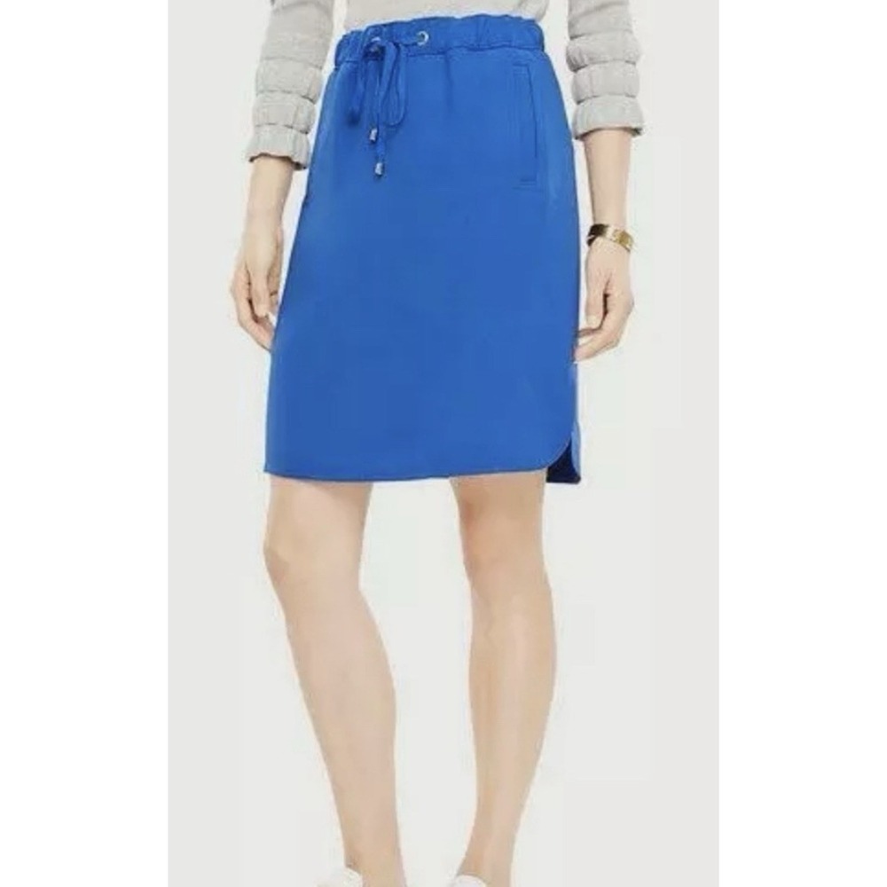 Ann Taylor Mid-Rise Active Drawstring Skirt Electric Blue Classic Active New